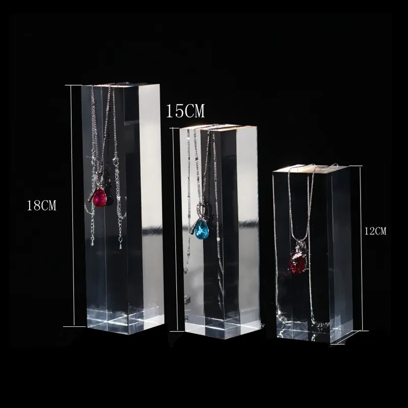 Acryl transparent schwarz kristallquadratische Säulenquadratplexiglas -Display Ständer Schmuckzubehör Requisite -Gläsern Anzeigeständer