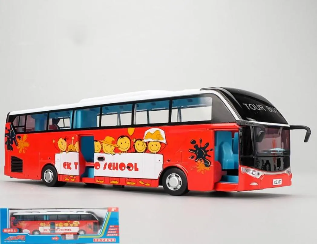 ALOY CAR MODEL TOUS Luksusowy kreskówkowy autobus turystyczny z światłami dźwięk wycofanie się na imprezę Kid039 Birthday039 Prezenty Kolekcja3445260