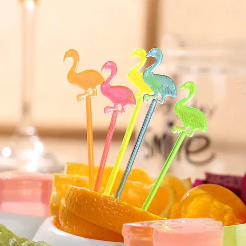 Forks Party Supplies 50 Pcs Flamingo Picks Buffet Cupcake Fruit Fork Cake Dessert Salad Sticks Cocktail Toothpick Skewer