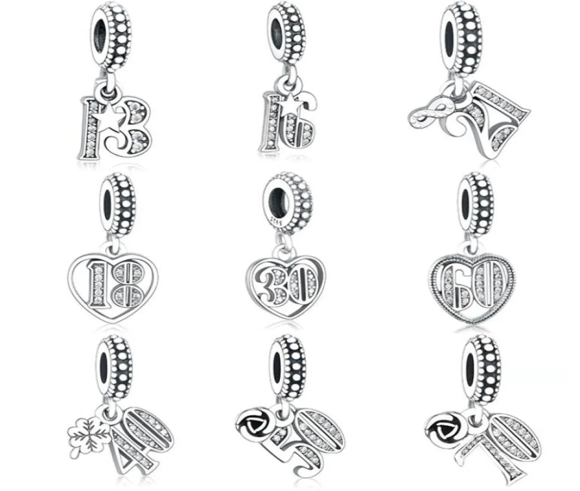 Alfabetnummer 13 16 18 21 30 40 50 60 70 Bead Autentic 925 Silver Fit Original Charm Armband Making Berloque23659215678062