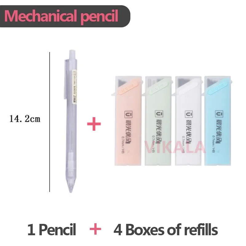 5 PCs / Los mechanische Stifte einstellen 0,5 / 0,7 mm transparent automatisch Bleistift Kunststoff Mechanischer Bleistift nachfüllbarer Schreibwaren