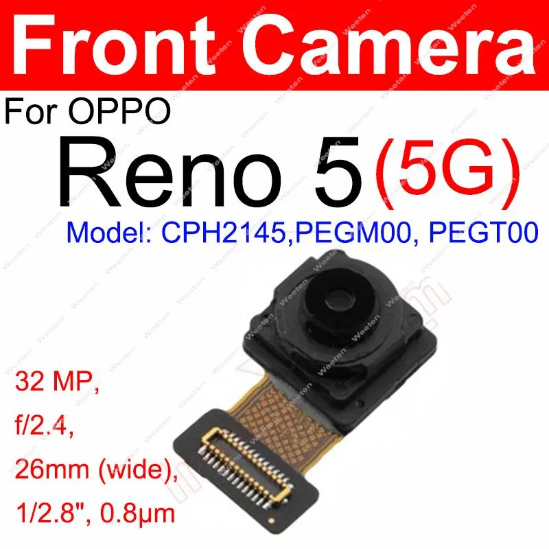 Pour Oppo Reno 5 4G 5G CPH2145 AVANT APRIMANT CAME CAMÉRICE PLACE AVANT FACING FACT PRIMAGE GRAND CAME CAME FLEX CABLE REMPLACEMENT