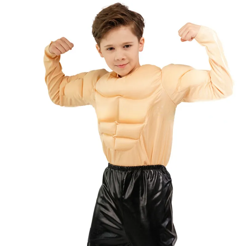 Enfant homme faux t-shirts muscle t-shirts éponge pads abs