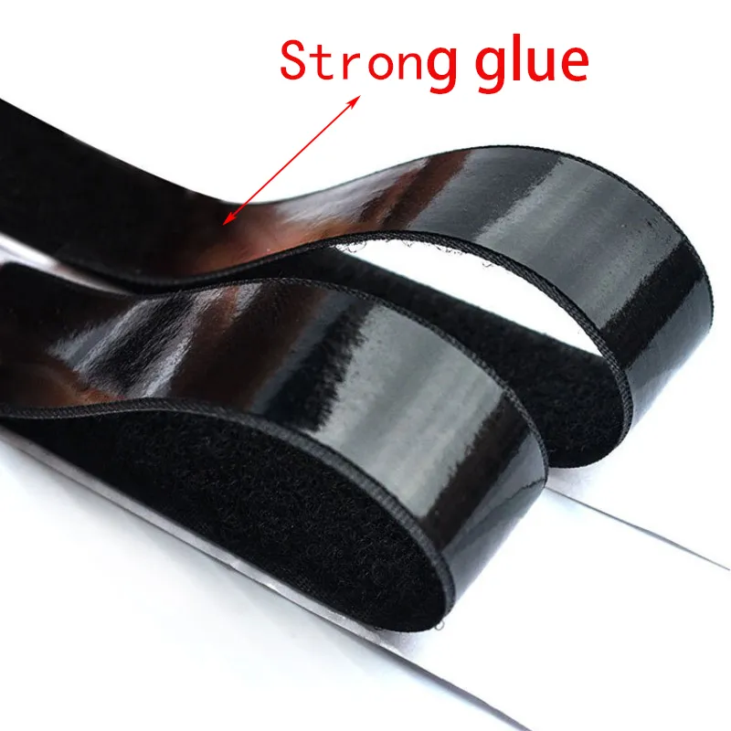 Preto preto adesivo fixador fita mágica fita forte cola gancho de gancho de gancho de roupa diy acessórios têxteis home 1 metro/par