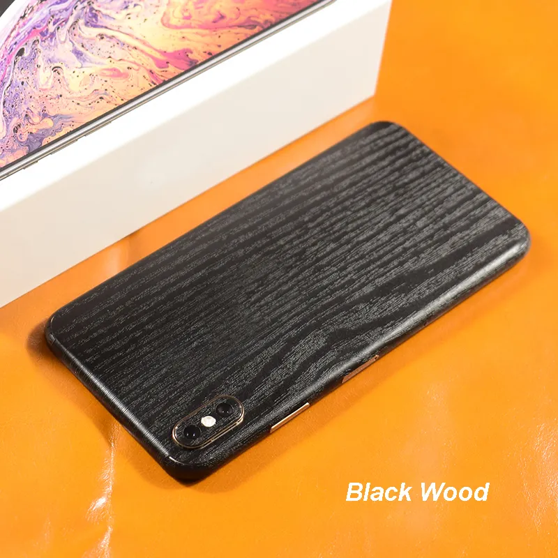 3D Carbon Fiber Leather Wood Skins Protective Phone Back Cover Sticker For iPhone XS MAX XS X 8 Plus 7 6 6S Plus Back Sticker (2)
