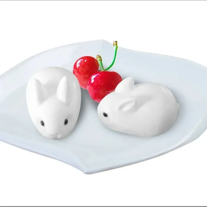 Moules de gâteaux en silicone 6-cavity pour la cuisson du dessert Mousse Nouveau moule de décoration 3D Small Bunny Rabbit Shape Chocolate Tool