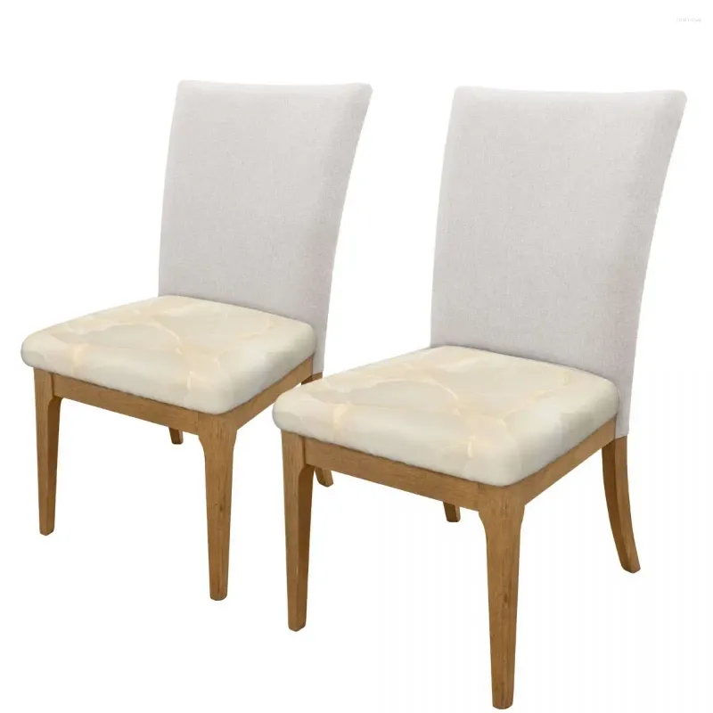 Coperchi di sedie Copertura quadrata Crema Crema Messa in marmo Cucina Sedili da pranzo Rimovibili