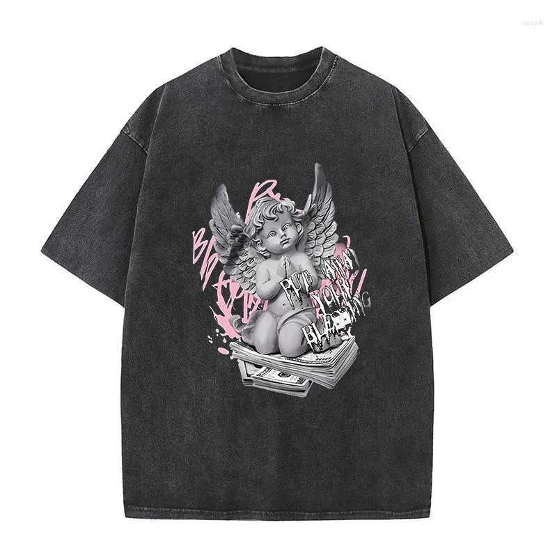 Kadın Tişörtleri Angel Bebek Sanat Baskı Yaz Pamuk Tişörtleri Kadınlar İçin UNISEX Hip Hop Gotik Retro Günlük Giyim Kısa Kollu Tees Giysileri