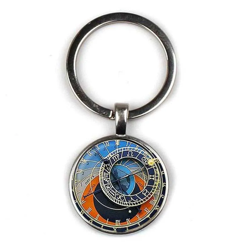 Keychains 2022 Modèle d'horloge d'astrologie Keychain Retro astronomique Calcule Key Ring Ami Family Birthday Christmas Gift Super