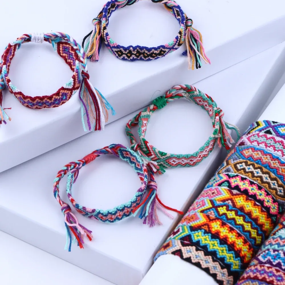 DHgate Artisan Woven Rope Friendship Bracelets Adjustable Bohemian Tassel Wristbands for Men and Women 10 Pack Home Garden