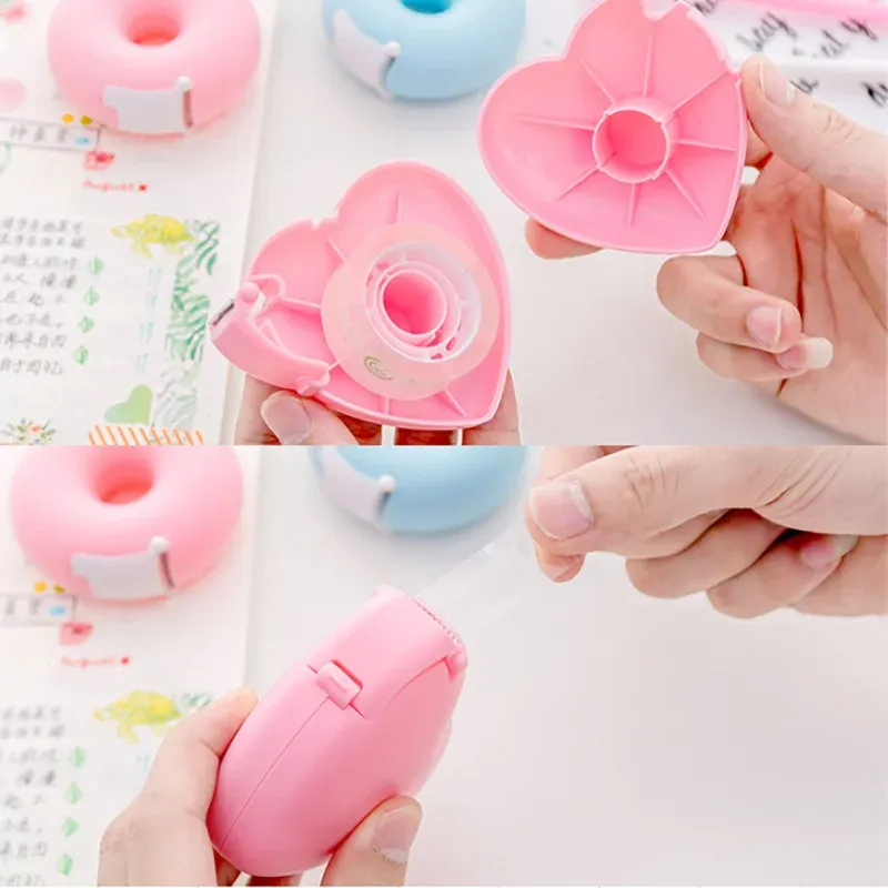 Schattige liefde hart tape dispenser Kawaii Washi Tape Cutter Smetter Tape Storage Holder Korean Stationery Office Desk Organizer