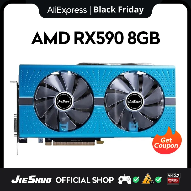 JIESHUO AMD RX 590 8GB GME video graphic adapter with GDDR5 JIESHUO AMD RX 590 8GB GME video graphic adapter with GDDR5