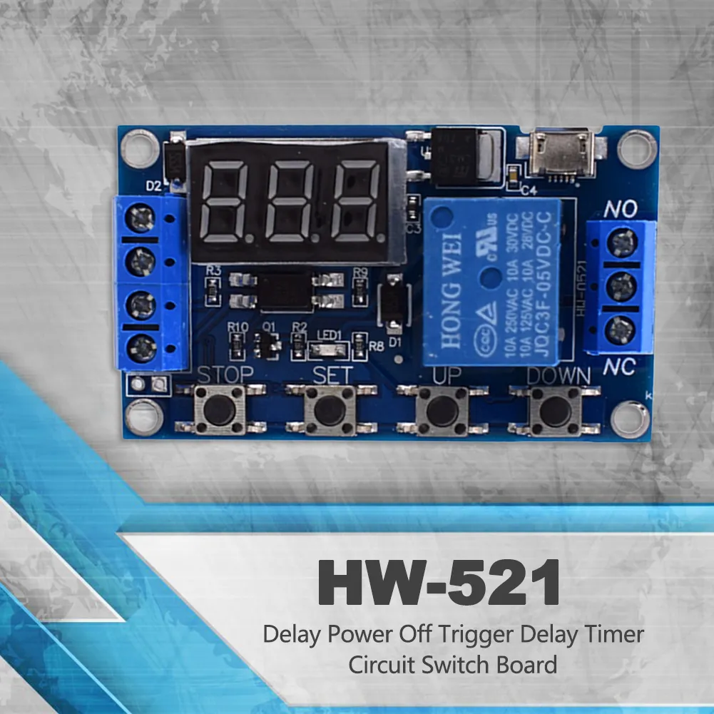 2-1pc 6-30 V Relaismodul HW-521 1-Way-Schalter Trigger-Zeitverzögerungsschaltung Timer-Zyklusschaltungsschaltkreislaufplatine Timing-Steuerungsmodul