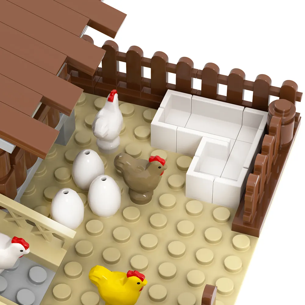 MOC3004 Farm Jungle Animal Chicken Coop Model Street View Blocs Building Blocs Toys for Childre