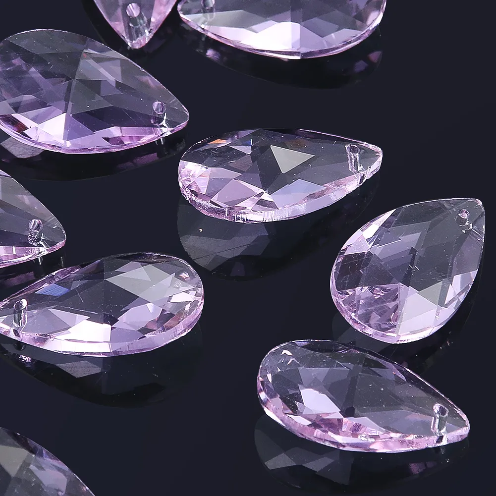 10 -stcs 28 mm paars kristal engel traan druppel hangende glazen prisma's kroonluchter hanger kralen gordijnen accessoire woning decoratie