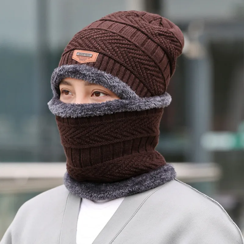Winter Beanie Scarf Set Thick Fleece Lined Knit Hat and Neck  display picture 1