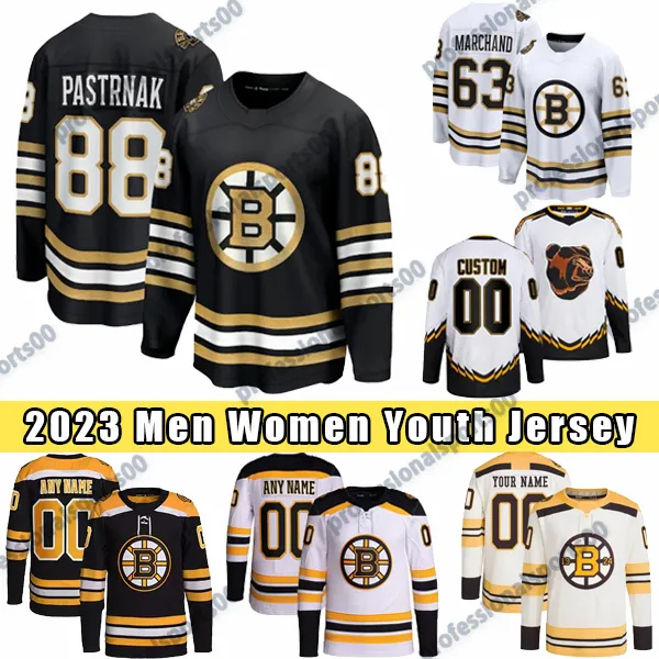 S-3XL Hockey Jersey Bruins 100th New Centennial 88 David Pastrnak 63 Brad Marchand Jake DeBrusk Trent Frederic Jesper Boqvist Patrick Brown Matt Filipe Marc