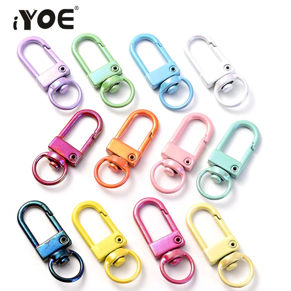 Iyoe 12x34mm Snap Hook Bustres AB Couleur Claps de homard pour faire des fermots de porte-clés Fermements de bijoux à la main bricolage