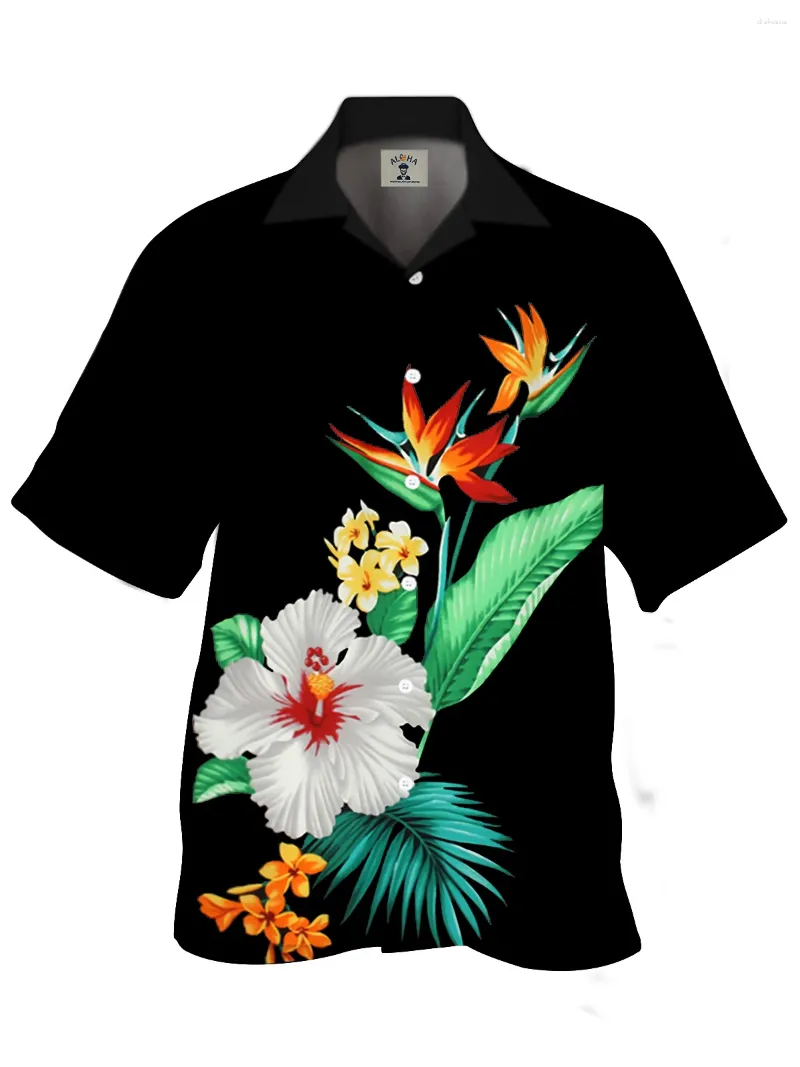 Camicie casual da uomo Modello floreale floreale colletto cubano hawaiano a manica corta stampa abbigliamento sportivo sport design chic