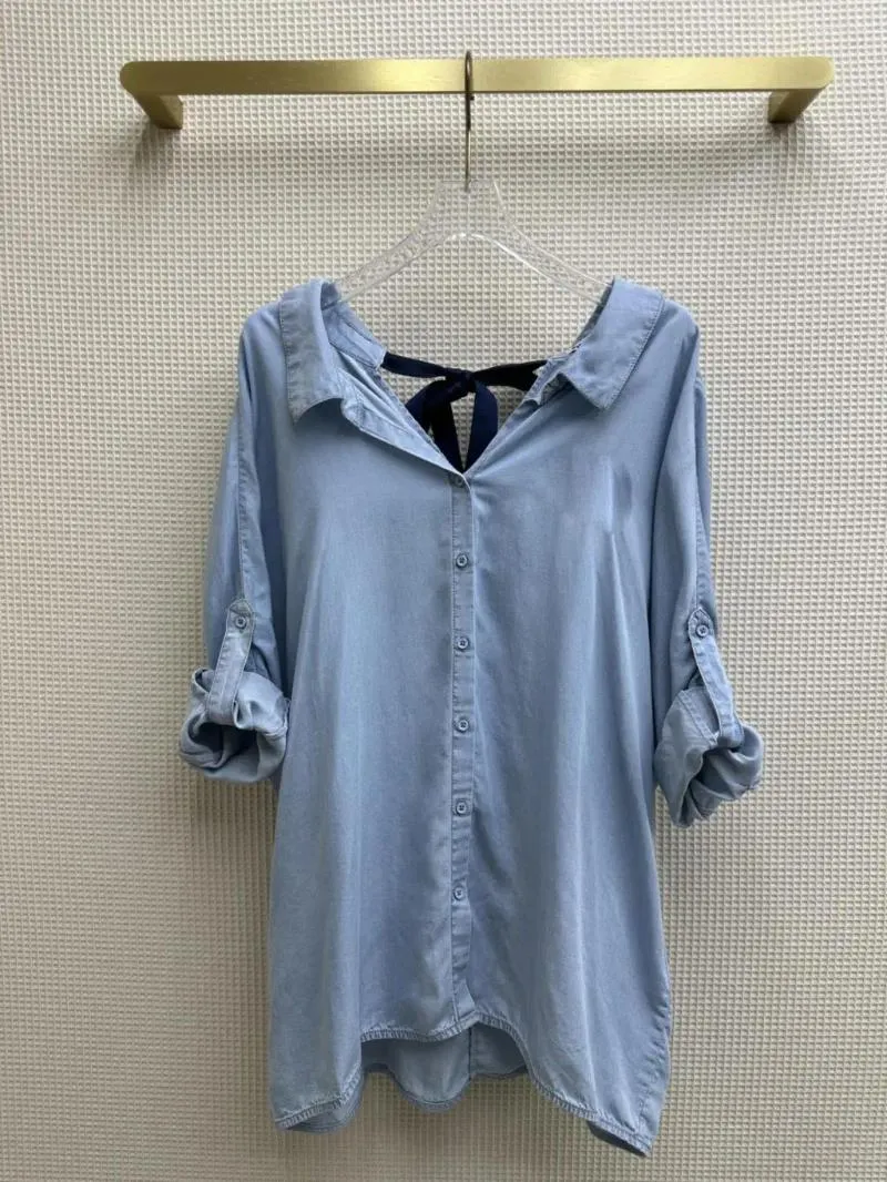 Camicette femminile estate di moda singolo industria pesante per fare la vecchia camicia di denim azzurro azzurro