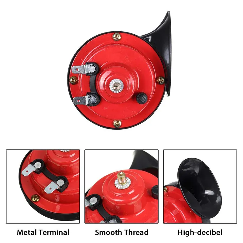 1 datorer 300dB horn för tågbilbilar Motorcykel Electric Vehicle Horn 12V LOUG STER-TONE DUALT-TONE Modifierat snigelhorn