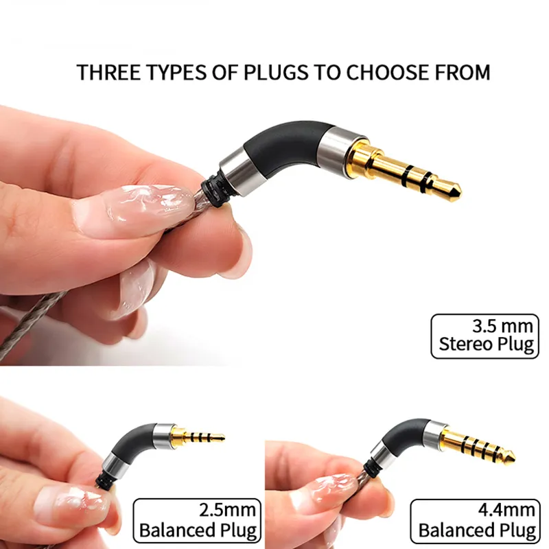 OKCSC Cable de actualización de OCC chapada plateada OKCSC 2 pines de alambre de alambre de 0.78 mm Cable 2.5 3.5 4.4 mm Cable IEM equilibrado