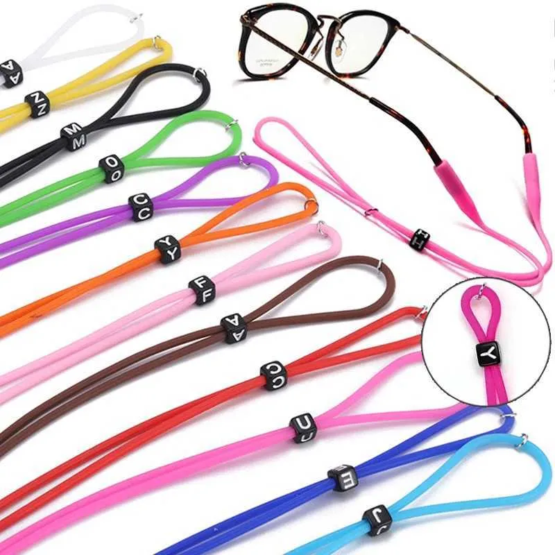 Eyeglasses chains 1/5 piece adjustable elastic silicone glasses with sunglasses chain sport anti slip string glasses rope clip C240412