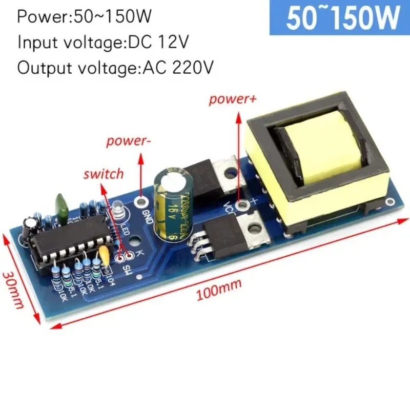 150W DC-AC BOOST العاكس 12 فولت إلى 220 فولت رفع وحدة تزويد الطاقة العكسية المحول المعزز منظم الطاقة الجهد 12V إلى 220 فولت رفع الطاقة