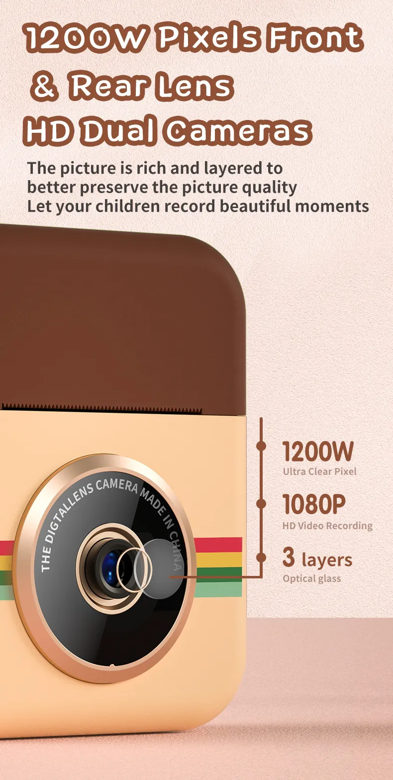 HD Instant Camera: Thermal Paper Printing, Dual-Lens, Perfect Gift for ...