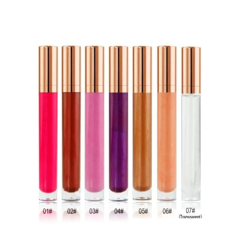 Lip Gloss integral à prova d'água 7 cores Shimmer no logotipo makup batons bato