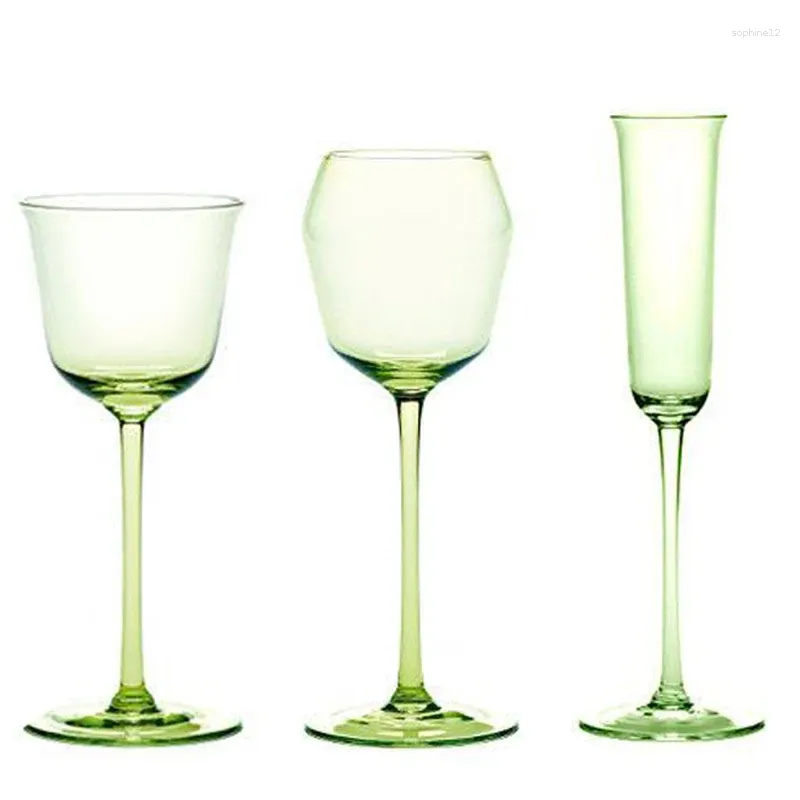 Şarap Gözlükleri 100-280ml Emerald Yeşil Goblet Zarif Brendi Viski Kırmızı Tatlı Kupası Aile Tatil Hediyesi 2 PCS Drinkware