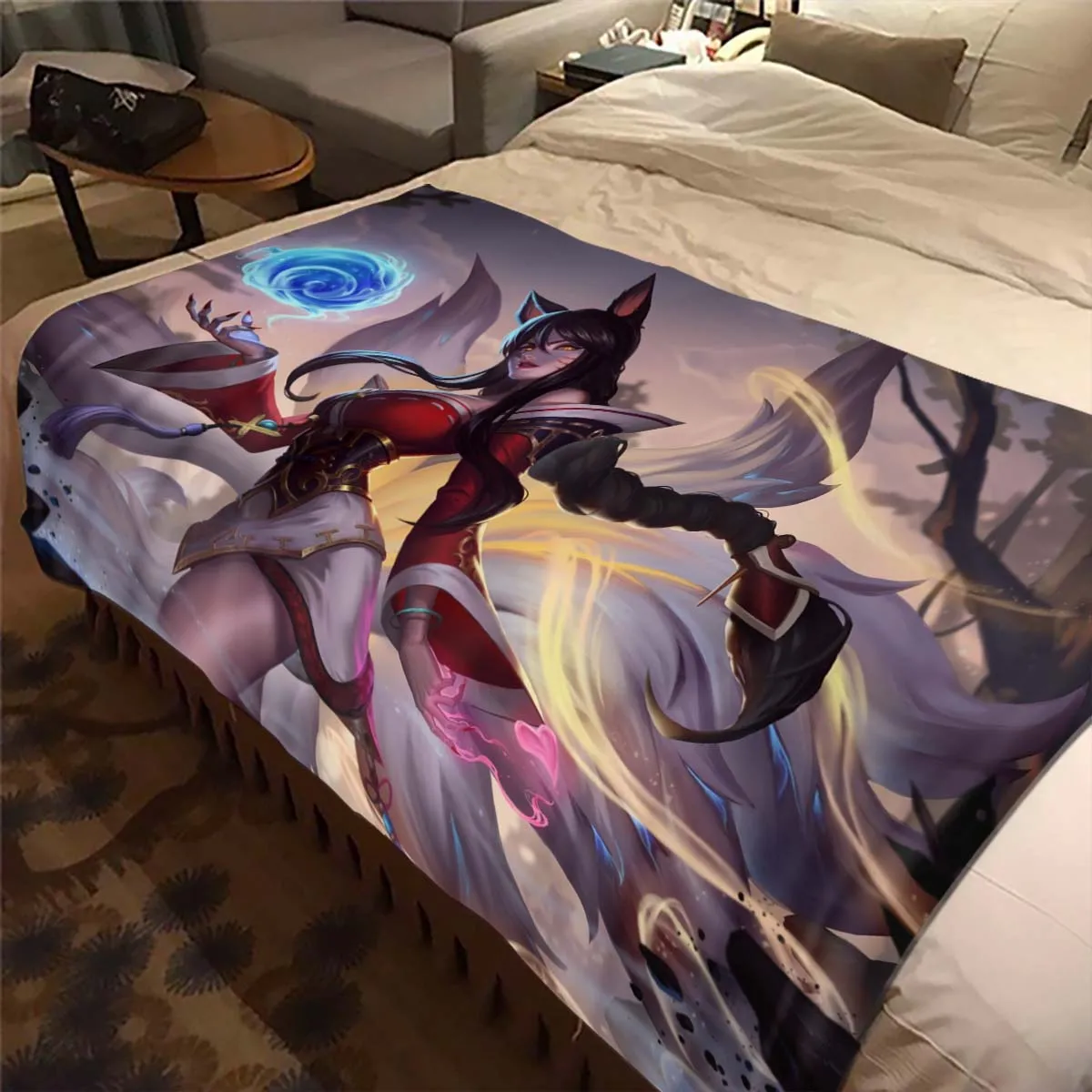 The Nine-Tailed Fox Ahri Blanket League of Legends Blanket Sexy Anime Girl Lightweight Comfortable Soft Breathable Warm Blanket