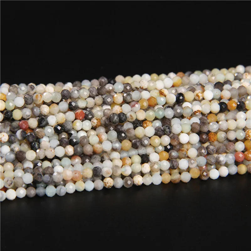 Perle micro à facettes à facette à 100% naturelle naturelle 2/3/4mm minuscule jaspers en vrac en vrac de bricolage Bracelets anneaux accessoires 15 "