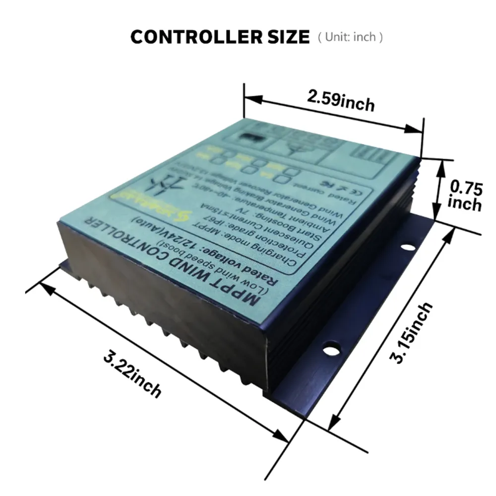 100W-1000W impermeável MPPT Turbina eólica Controlador de carga 10A 20A 30A 40A Velocidade do vento baixa Velocidade de tensão Boost 12V 24V 48V