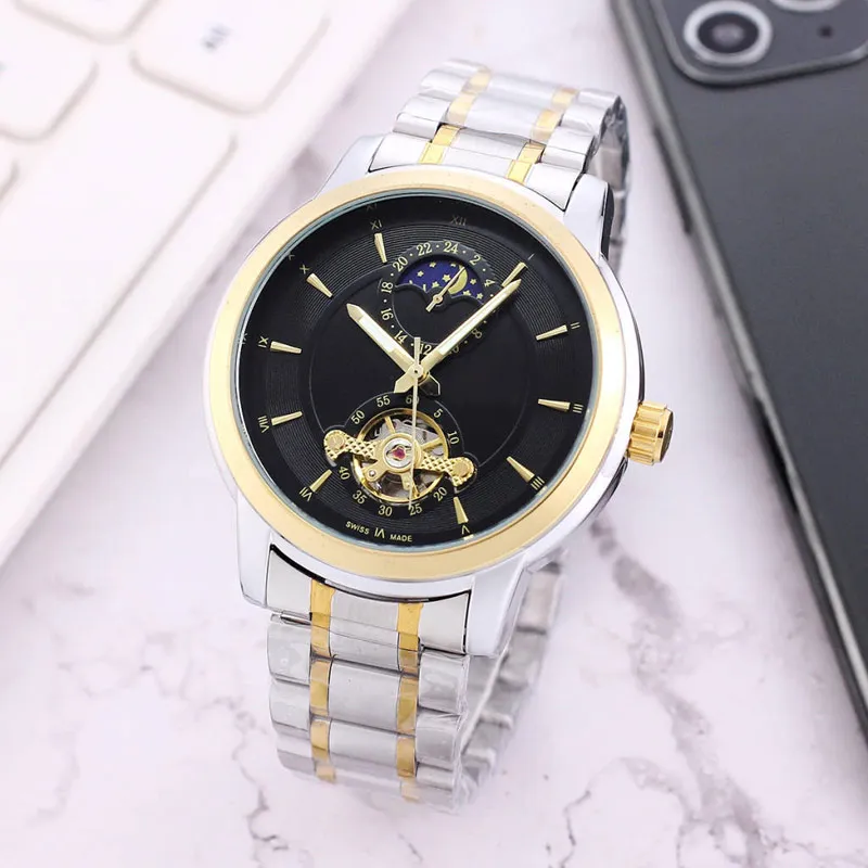 Luxury Mens Watch Mécanical Automatic Moon Phase Designer Movement Mouvements de haute qualité montres de bracele