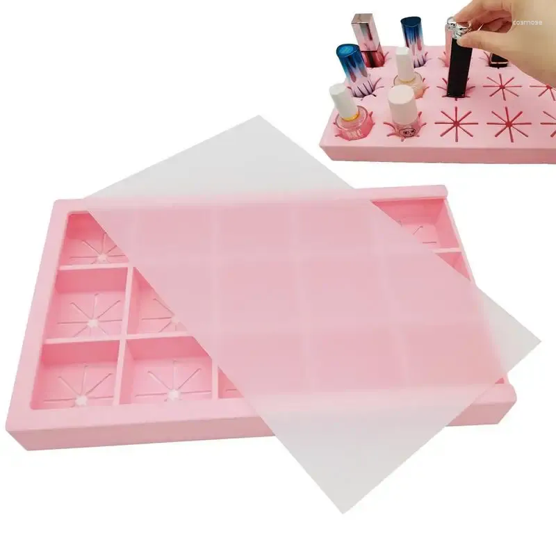 Boîtes de rangement Boîte à lèvres Boîte en silicone Organisateur de vernis à ongles Organisateur d'affichage Cosmétique pour pinceau
