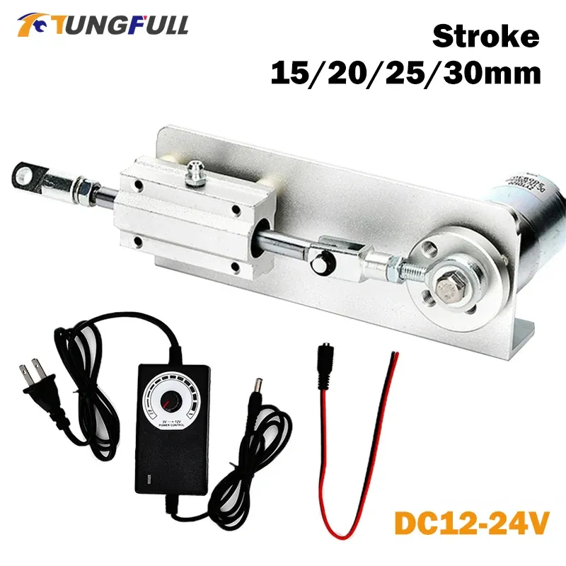 Mini Reciprocating Cycle Linear Actuator DC24V 12V Telescopic Motor DIY Automatic Push-Pull Rod Stroke 15/20/25/30mm DIY Motor