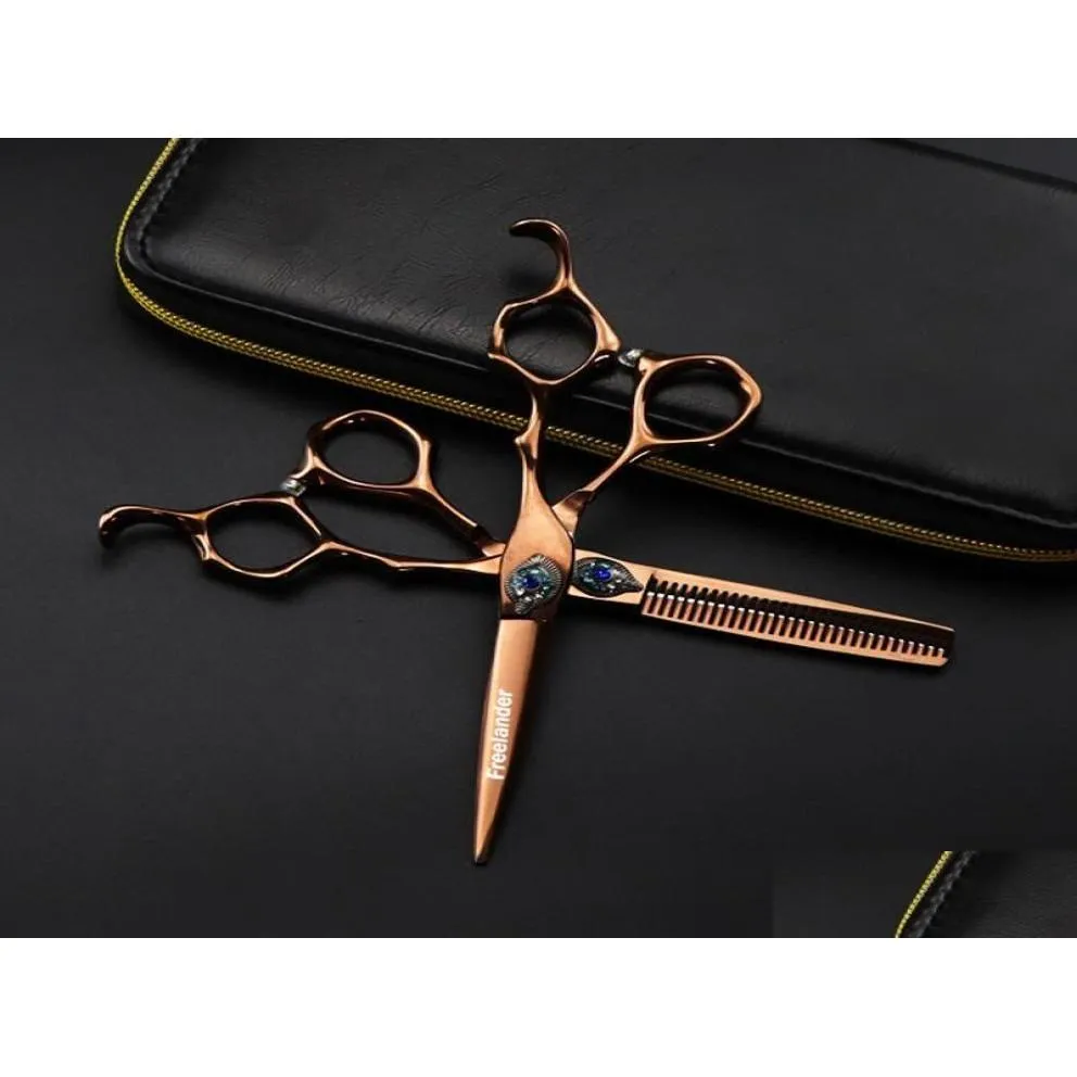 Hair Scissors Professional Feather Gem 6Inch Cutting Hairdressing Thinning Shear Barber For8827110 Drop Delivery Products Care Styling Otit1