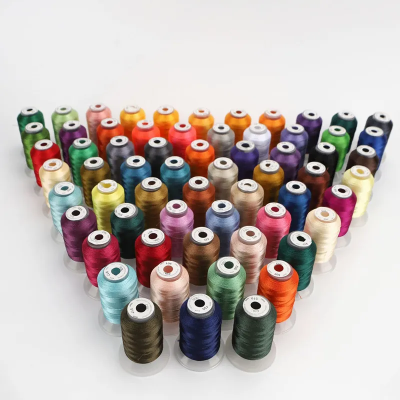 Simthread 63 Couleurs Fil Polyester Brother 500M - Pour Machines à Broder Babylock, Singer, Pfaff, Husqvarna, Bernina