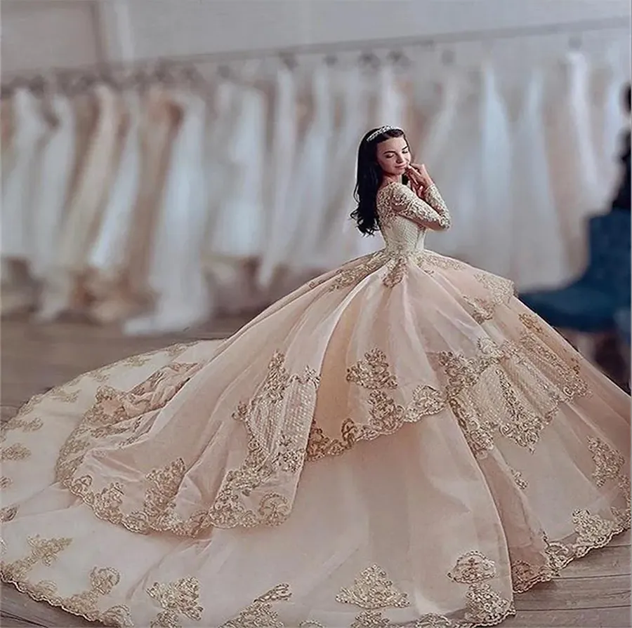 Champagne Princess Maxi Sequin Ball Gown for Girls