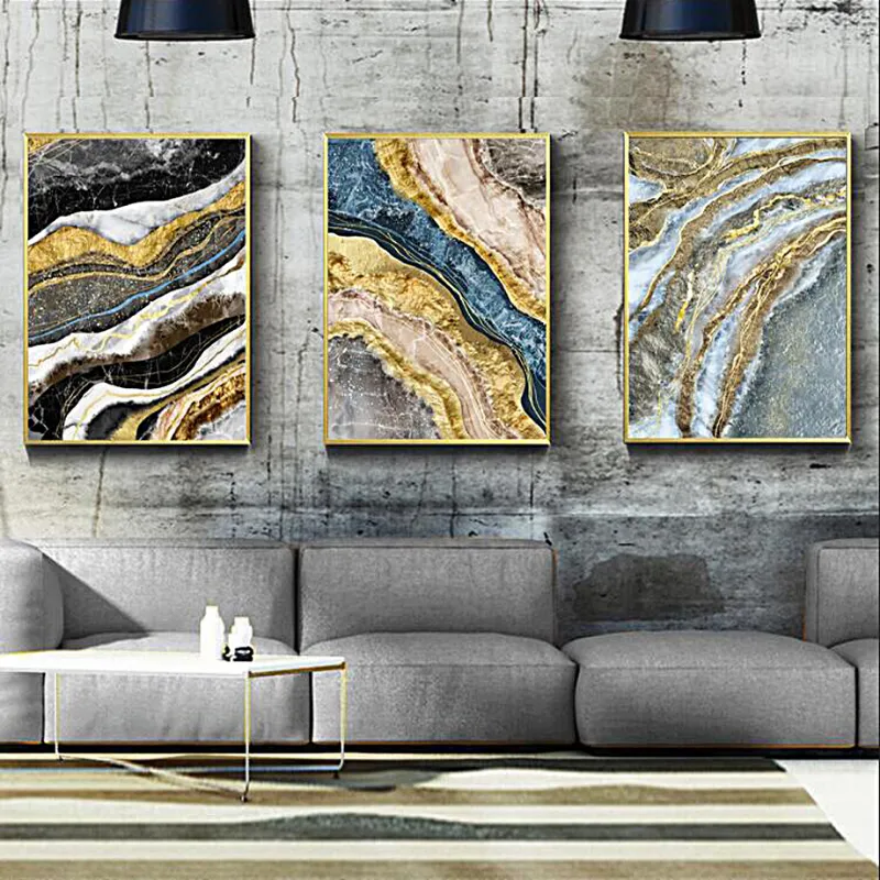 Moderno poster murale astratto Luxury rosa blu oro oro in cristallo arte dipinto di pittura soggiorno decorazioni per la parete casa cuadros