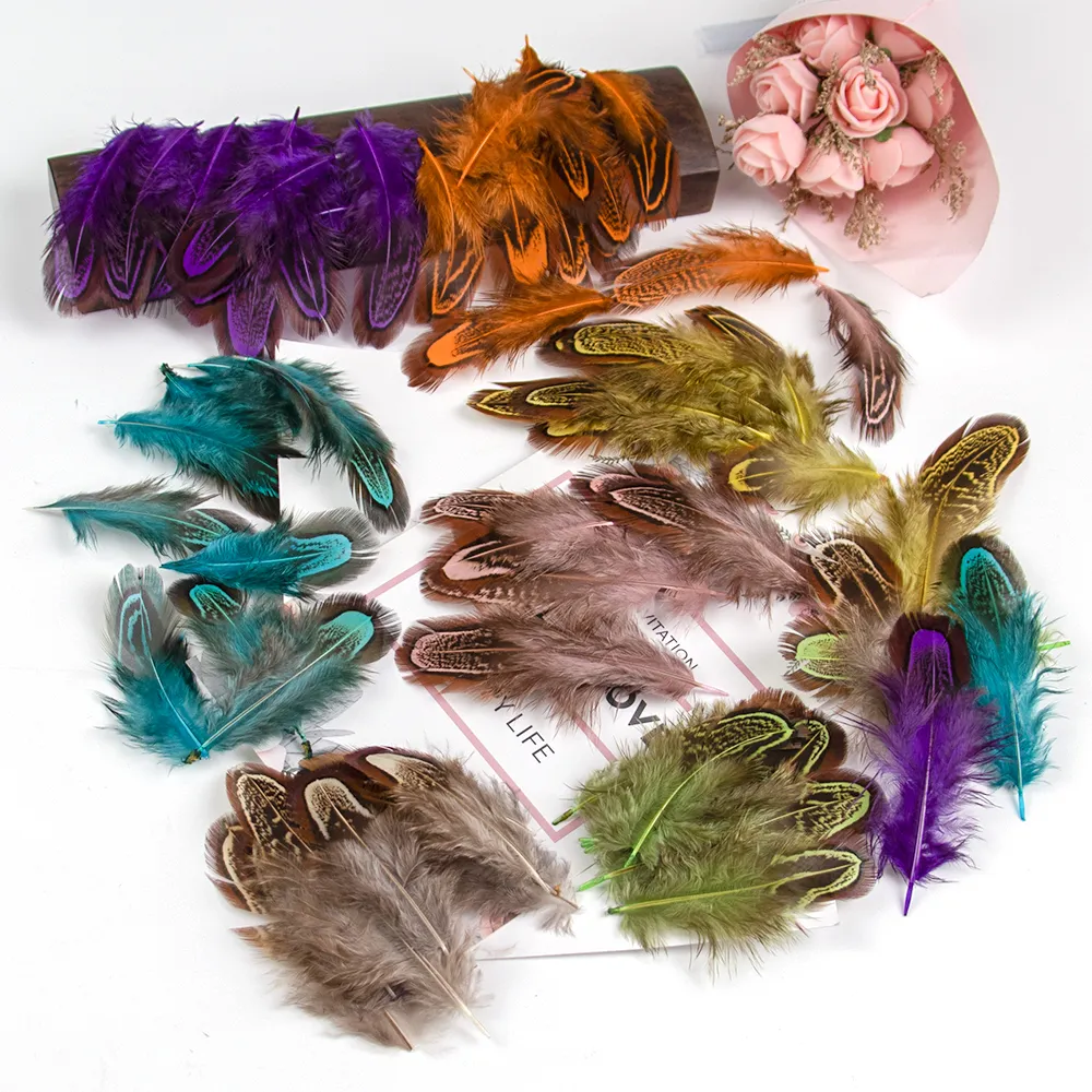 100PCS Pheasant Rooster Turkey Feathers 3-8Cm DIY Crafts Wedding Carnival Jewelry Dream Catcher Accessories Chicken Plumas Decor