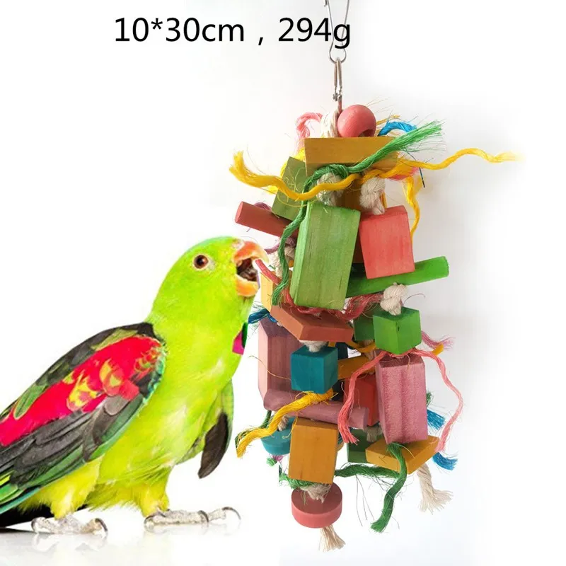 Curated visual reference: Visual Reference: Parakeet Toys Natural Wood Bird Perch Colorful Parrot Chewing Swings
