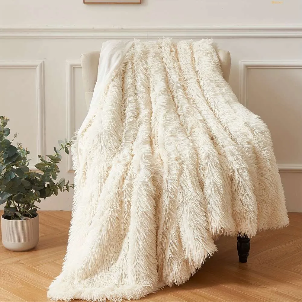 Plush Shaggy Blanket Soft, Warm, Cozy Ideal for Sofa or Bed Solid Color, Thick and Fluffy - Various Sizes Available