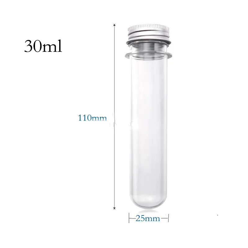 30ml Excellent Plastic Transparent Test Tubes with Aluminum Cap Bottles School Supplies Lab Equipments 25x110mm