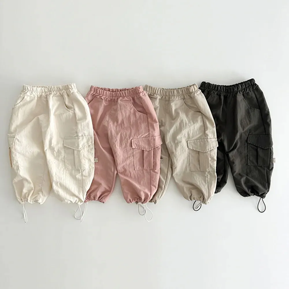 Autumn Baby Troushers Loose Boy Cargo Calça Criança Criança Crianças Sólidas Crianças Casuais Casual Roupas 240327