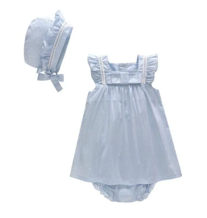 ropa de diseño para niños niñas estilo princesa linda corbata de lazo para bebés recién nacidos mangas cortas vestidos infantiles 3pcs set9408463