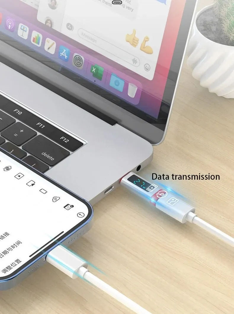 LCD ekranlı USB Tip C Test Cihazı Monitörü Dijital Şarj Kablosu Dönüştürücü Fiş Adaptörü İzleme Şarj Hız Gücü