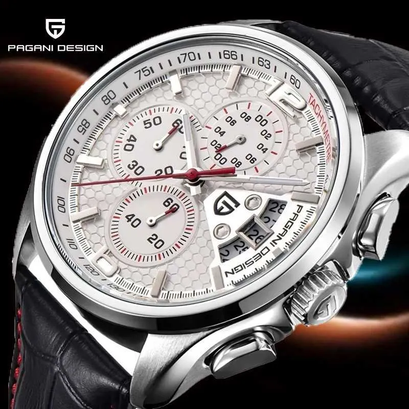 Zegarek Pagani Design męs Automatyczne kwarcowe zegarek marka moda luksusowy szafir szklany wodoodporność z oknem kalendarzowym