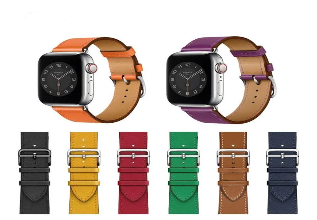 Business Real Leather Pętla Bransoletka Pasek do Apple Watch 6 SE 5 4 42 mm 38mm 44 mm 40 mm Pasek na inteligentnym iWatch 3 2 1 Watchband3177388